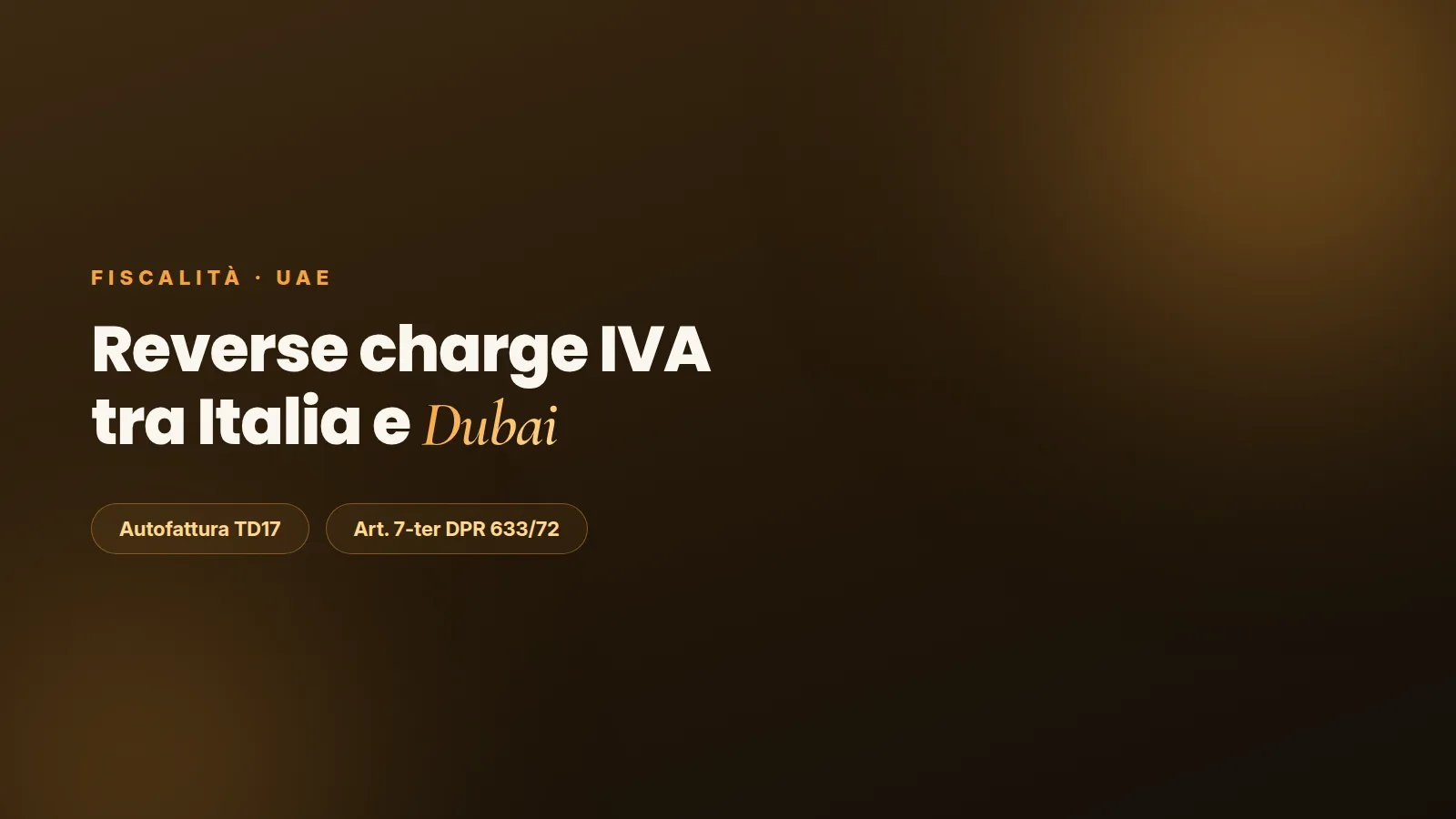 Reverse charge IVA tra Italia e Dubai